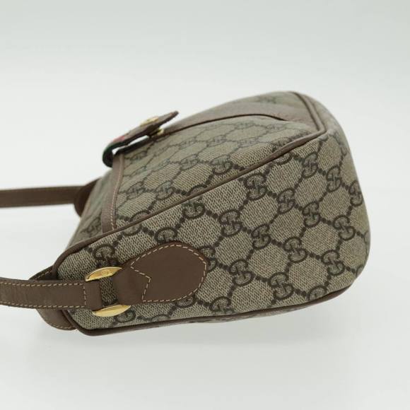 GUCCI GG Canvas Web Sherry Line Shoulder Bag PVC Beige Gold Auth 97156 - Picture 3 of 16